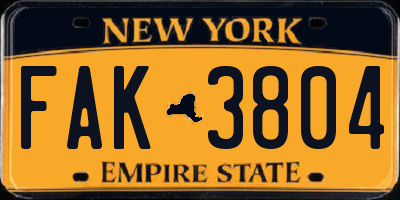 NY license plate FAK3804