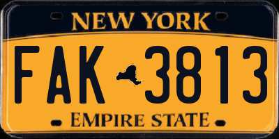 NY license plate FAK3813