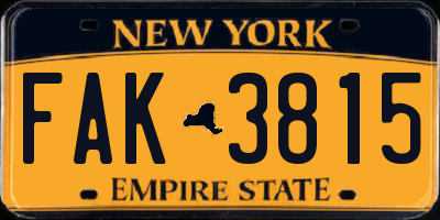 NY license plate FAK3815