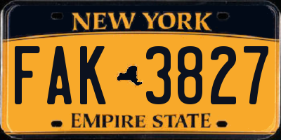 NY license plate FAK3827