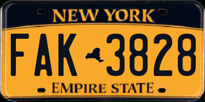 NY license plate FAK3828