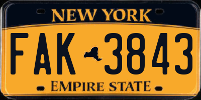 NY license plate FAK3843