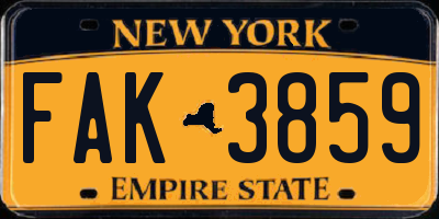 NY license plate FAK3859