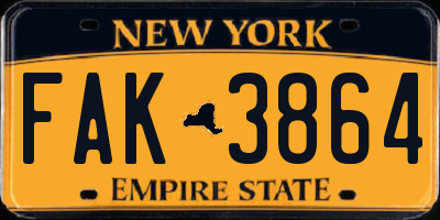 NY license plate FAK3864