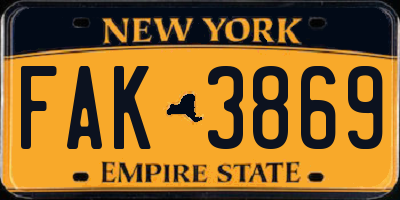 NY license plate FAK3869