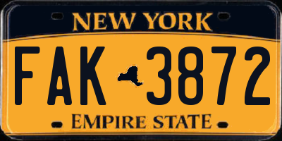 NY license plate FAK3872