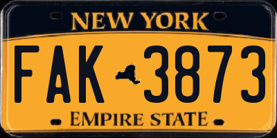 NY license plate FAK3873