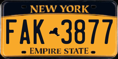 NY license plate FAK3877