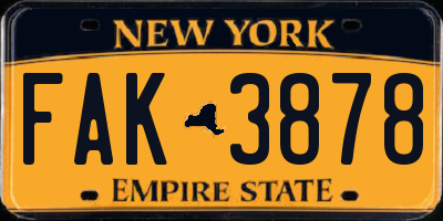 NY license plate FAK3878