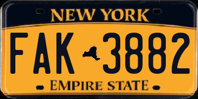 NY license plate FAK3882