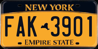 NY license plate FAK3901