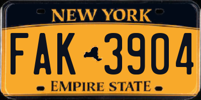 NY license plate FAK3904