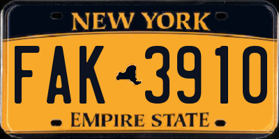 NY license plate FAK3910