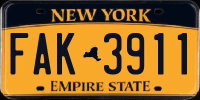 NY license plate FAK3911