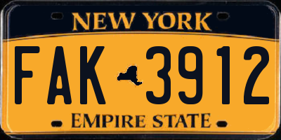 NY license plate FAK3912