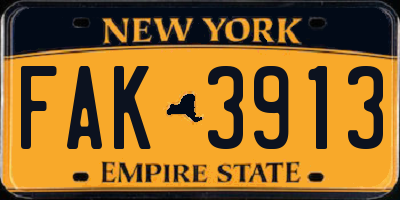 NY license plate FAK3913