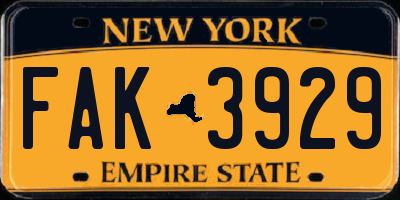 NY license plate FAK3929