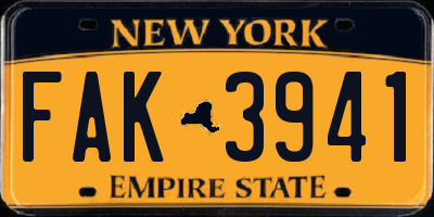 NY license plate FAK3941