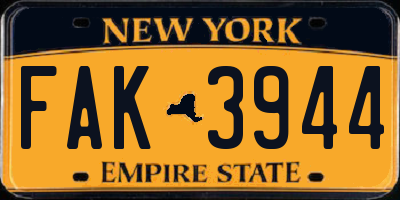 NY license plate FAK3944