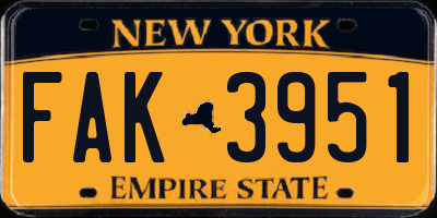 NY license plate FAK3951