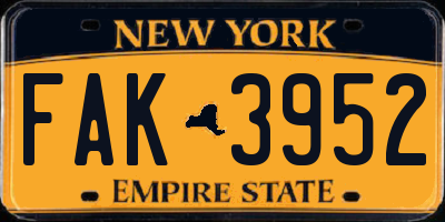 NY license plate FAK3952