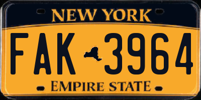 NY license plate FAK3964