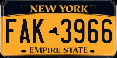 NY license plate FAK3966