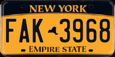 NY license plate FAK3968