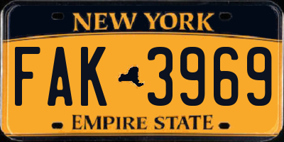 NY license plate FAK3969