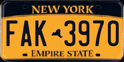 NY license plate FAK3970