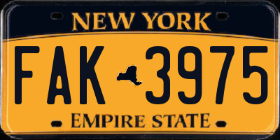 NY license plate FAK3975