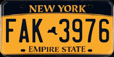 NY license plate FAK3976