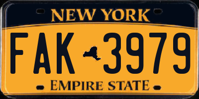 NY license plate FAK3979