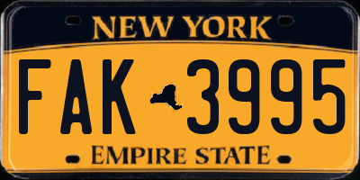 NY license plate FAK3995