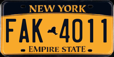 NY license plate FAK4011