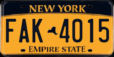 NY license plate FAK4015