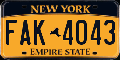 NY license plate FAK4043