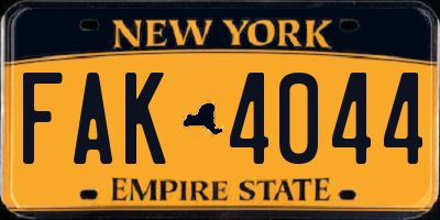 NY license plate FAK4044