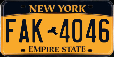 NY license plate FAK4046