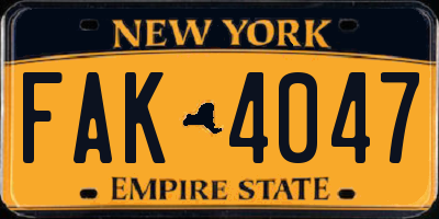 NY license plate FAK4047