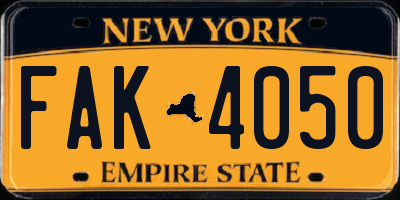 NY license plate FAK4050