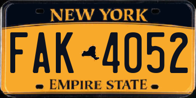 NY license plate FAK4052