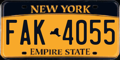 NY license plate FAK4055