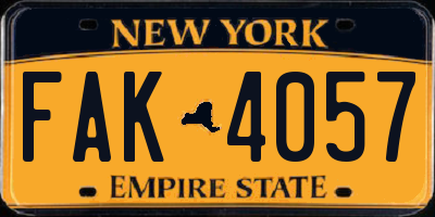 NY license plate FAK4057