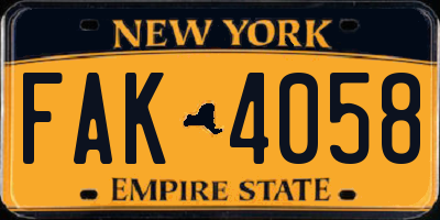 NY license plate FAK4058