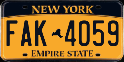 NY license plate FAK4059