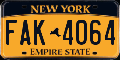 NY license plate FAK4064