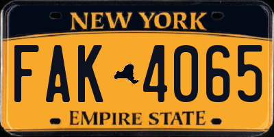 NY license plate FAK4065