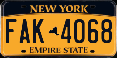 NY license plate FAK4068