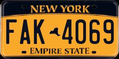 NY license plate FAK4069